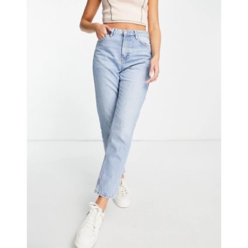 Topshop original mom jeans in bleach blue